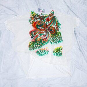 India Boutique colorful Kaftan style top kimono sleeves red green yellow white